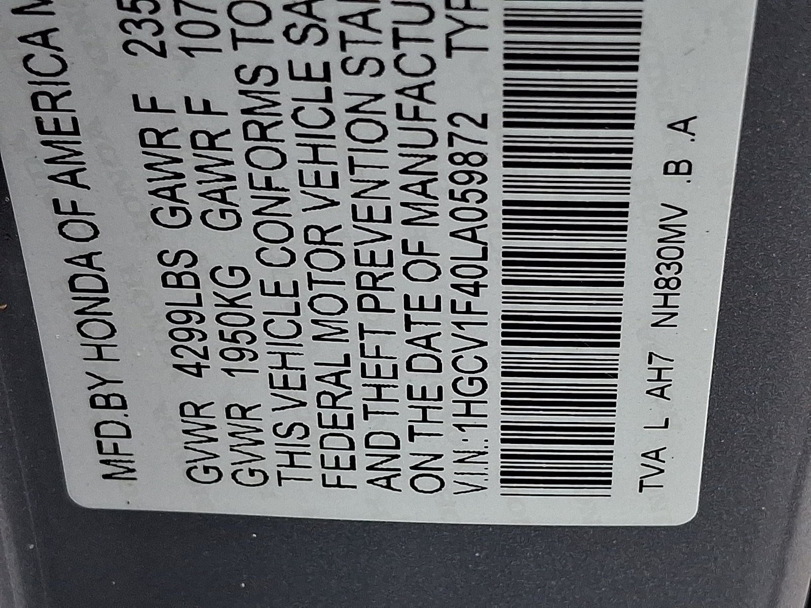 2020 Honda Accord EX