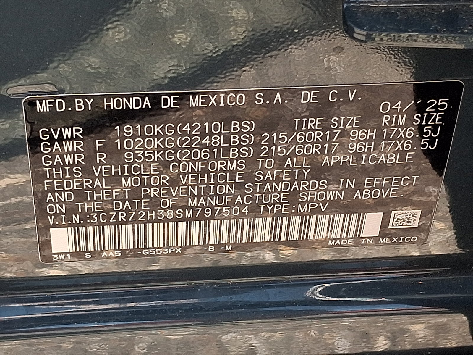 2025 Honda HR-V AWD LX