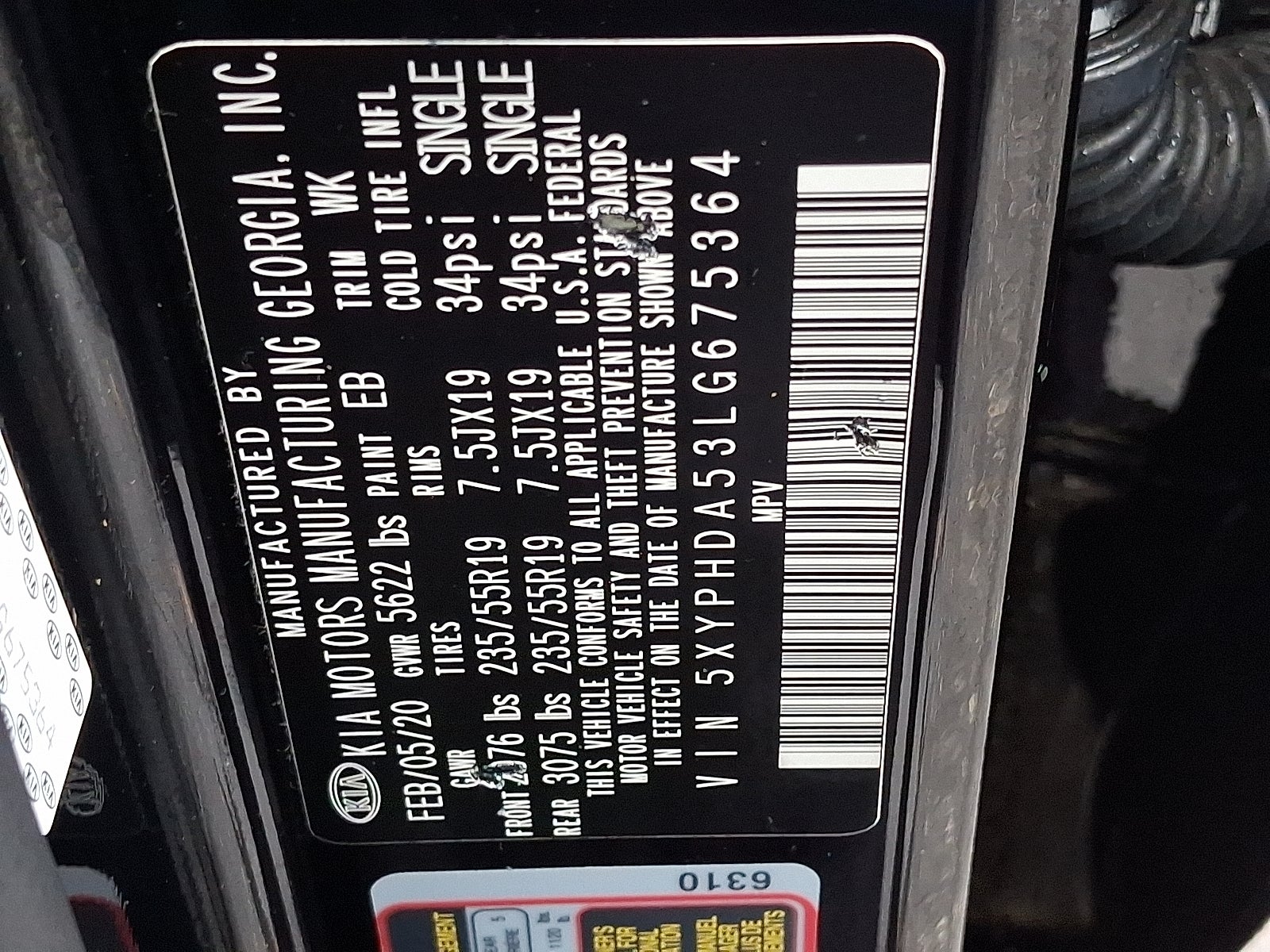 2020 Kia Sorento 3.3L EX